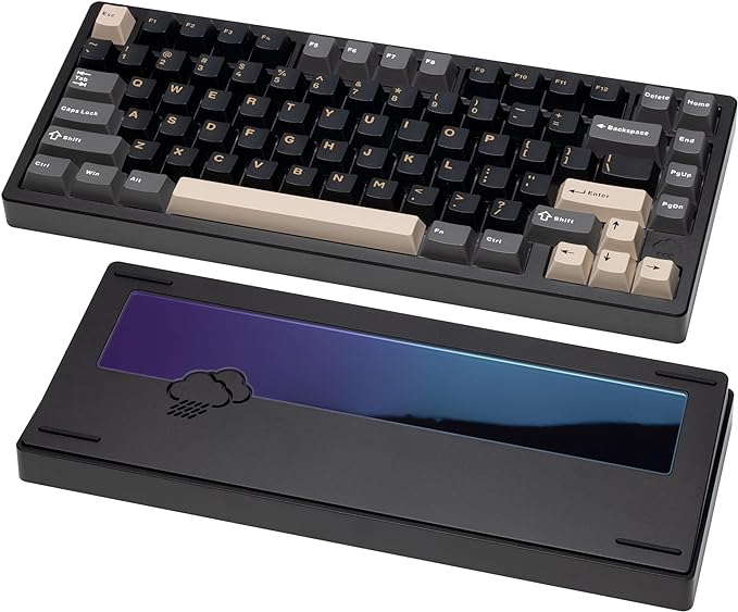 KEEBMONKEY WOBKEY Rainy 75 CNC Aluminum HMX/JWK/Cocoa Switches Triple-Mode Connectivity Mechanical Keyboard with Superior Acoustics, RGB/PP/Gradient Glass/3500mAh/Violet Switch (Standard - Black)
