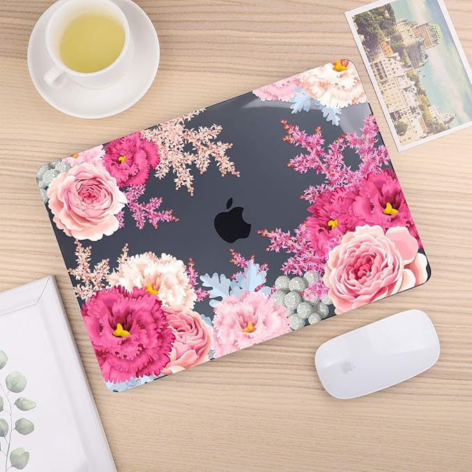 CISSOOK Floral Case Cover for MacBook Air 13 Inch 2020 2021 2019 2018 Release A2337 M1 A1932 A2179, Plastic Hard Shell Case with Keyboard Cover for MacBook Air 13" with Touch ID, Gorgeous Flowers