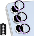 for Samsung Galaxy S24 FE Camera Lens Protector, Individual Metal Ring Tempered Glass Lens Cover, [Strong Adsorption] Scratch Resistant Ultra-Thin HD Clear Lens Cover, 1 Set-Purple Ring
