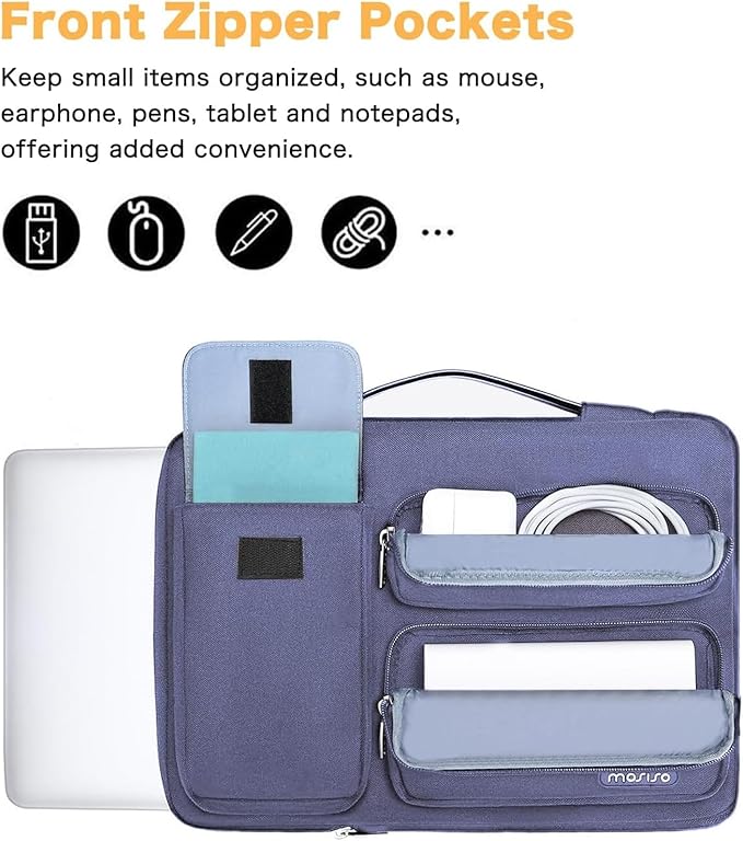 MOSISO 360 Protective Laptop Case 13.3 inch, 13-13.3 inch Laptop Sleeve Compatible with MacBook Air/Pro 13 / Pro 14, HP Dell ASUS Lenovo, Side Open Bag with 2 Raised&1 Flapover Pockets, Lavender Gray
