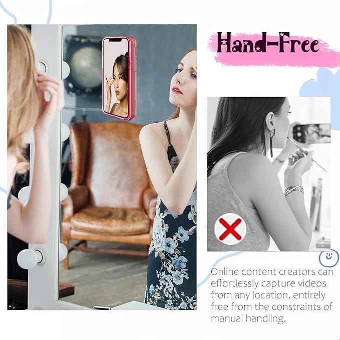 Silicone Suction Phone Case Mount, Silicon Adhesive Phone Accessory for Smartphones, Hands-Free Mirror Shower Phone Holder for Selfies, Tiktok Videos (Dark Blue)