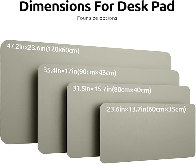 YSAGi Leather Desk Protector, Office Mat, Large Mouse Mat, Non-Slip PU Leather Blotter, Laptop Desk, Waterproof Writing Pad for Office and Home (Sage Green, 23.6" x 13.8")