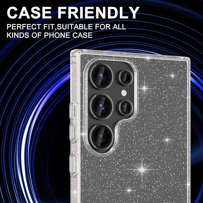 for Samsung Galaxy S23 Ultra Camera Lens Protector, Individual Metal Ring Tempered Glass Lens Cover, [Strong Adsorption] Scratch Resistant Ultra-Thin HD Clear Lens Cover, 1 Set-Black