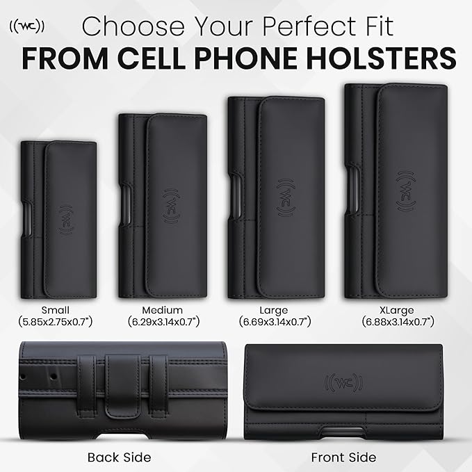 Phone Holster for Men with Credit Card Slot, Cell Phone Case, Fits iPhone 17/16/15/14/13/12 Pro Max – Belt Clip/Loop Carrying Phone Pouch Holder, X Large.