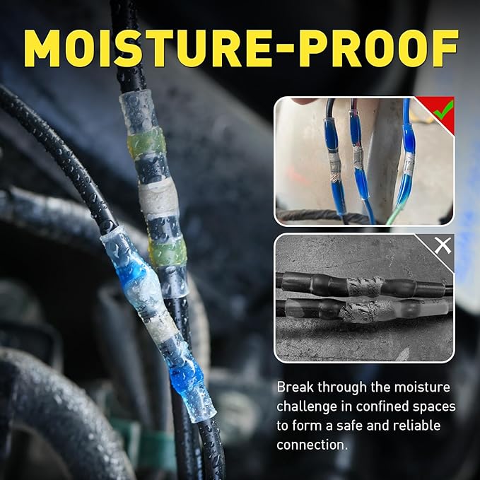haisstronica 120 PCS Solder Seal Wire Connectors with Heat Gun Kit - Solder Sticks Wire Terminals Waterproof Electrical Connectors for Automotive, Marine, Wiring Repair