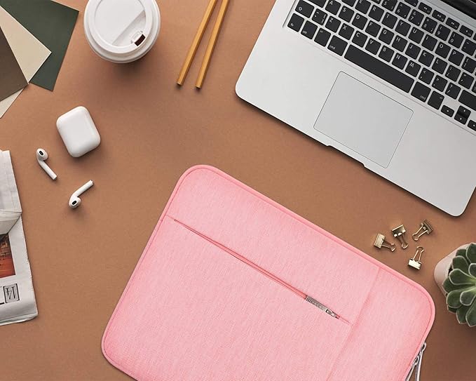 Lacdo Laptop Sleeve Case for 16 inch New MacBook Pro M4/M3/M2/M1 Pro/Max A3403 A3186 A2991 A2780 A2485 A2141 2024-2019 | 15 inch Microsoft Surface Laptop 7th Copilot+PC, 6 5 4 3 Computer Bag, Peach