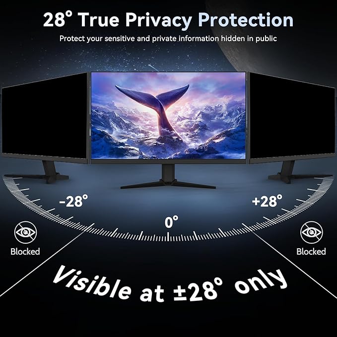 [2-Pack] 24 Inch Computer Privacy Screen Filter for 16:10 Widescreen Monitor, Removable Eye Protection Anti Glare Blue Light Filter Privacy Shield, Anti Spy Screen Protector Film 24 In