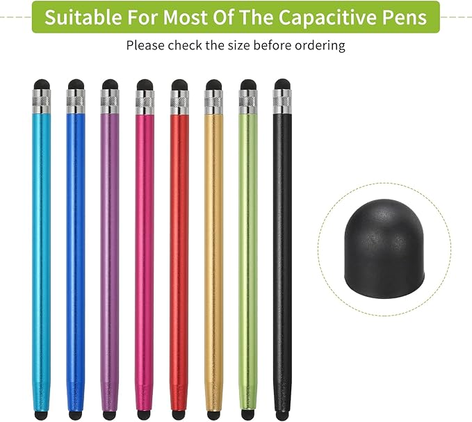 MECCANIXITY 20Pcs Replacement Stylus Pen Tips 9mm Conductive Capacitive Touch Screen Pens Tips Silicone Rubber, Black