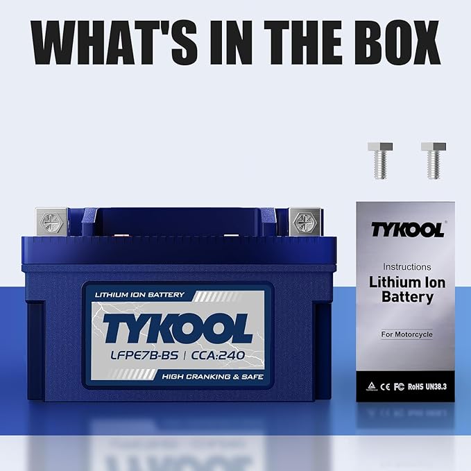 YT7B-BS 12V 4Ah 240CCA LiFePO4 Motorcycle Battery, Built in BMS, for Honda KTM Yamaha Harely, Lithium Ion Battery Fit Lawn Mower, Jet Ski, Motorboat，ATV, UTV, Scooter,Snowmobile