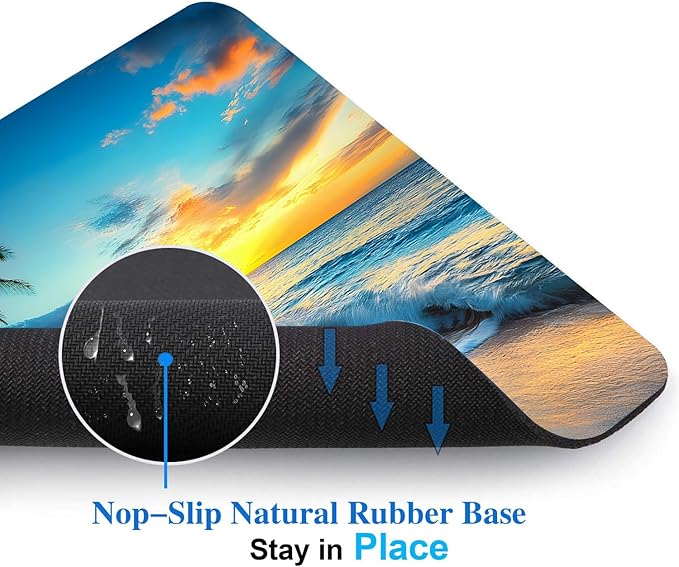 Sunset Beach Mouse Pads for Desk, Portable Wireless Computer Mouse pad Small Design with Women, Non-Slip Rubber Base Laptop Mousepad 9.5" x 7.9" Smooth Surface for Office & Travel