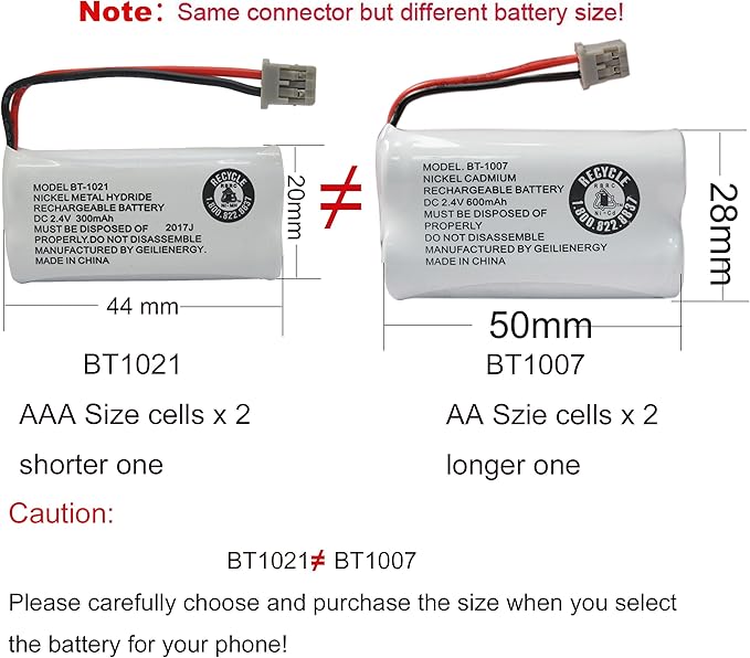 GEILIENERGY BT1007 BT1015 Phone Battery Compatible BT-1007 BT-1015 BT-904 BBTY0460001 BBTY0510001 DCX150 DECT1500 D1484 HHR-P506 HHR-P506A Handset Cordless Telephone(6 Pack)
