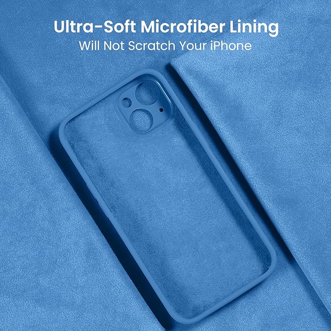 FireNova Designed for iPhone 15 Plus Case, Silicone [Camera Protection] Case with [2 Screen Protectors], Soft Anti-Scratch Microfiber Lining Inside, 6.7 inch, Blue