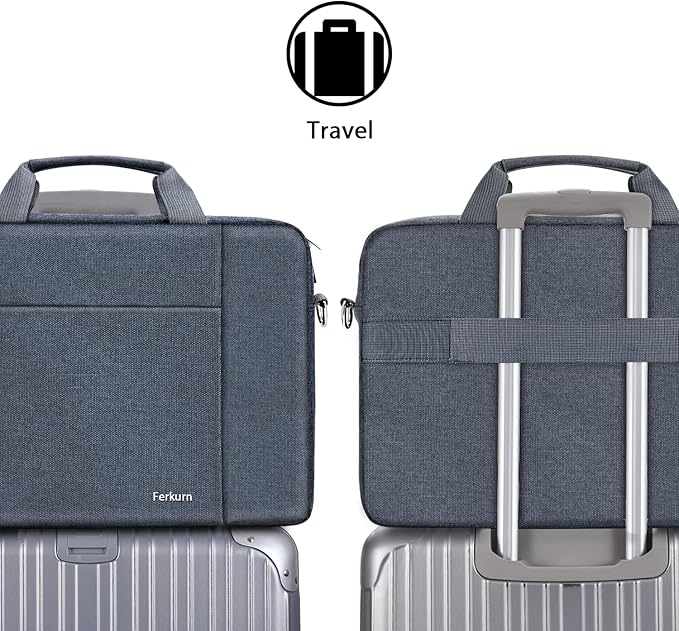 Ferkurn Laptop Bag Case for Women Men Computer Bag Compatible with HP Envy Pavilion Omen/LG Gram/MSI/Dell Inspiron XPS/Lenovo/Acer, Shoulder Strap Carrying Messenger Briefcase, Grey, 14 Inch