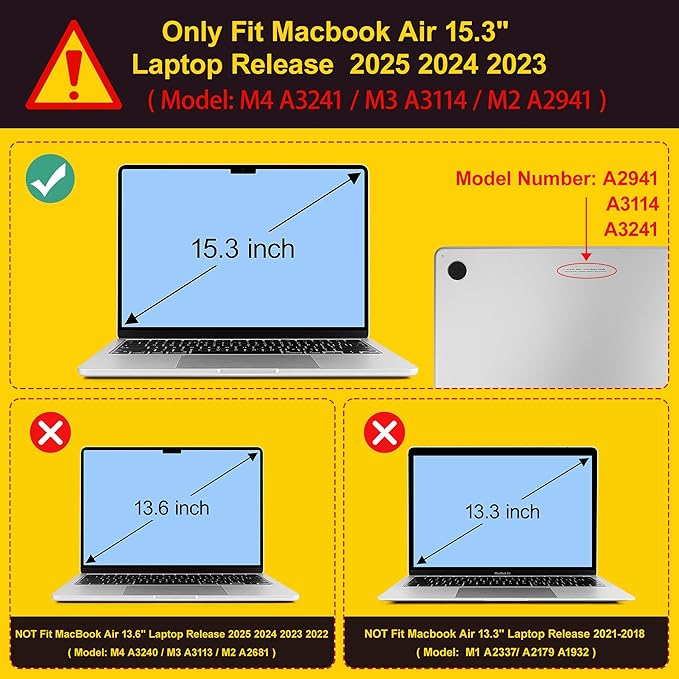 Mektron Compatible with M4 MacBook Air 15 inch Case 2025 A3241 2024 2023 M3 A3114 A2941 M2 Liquid Retina Display Touch ID, Plastic Hard Case & Keyboard Skin & Screen Protector - Cute Cow