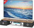 45" Large TV Riser with Fabric Drawers for 32-60 inch TV, TV Stand Riser with Steel Legs, Tabletop TV Riser Shelf, Monitor Stand Riser for Home Office, Rustic Brown