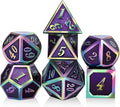 Purple Metal Dice Set D&D, DNDND 7 Die Enamel Polyhedral DND Dice Set with Metal Tin for Dungeons and Dragons and Role Playing Game