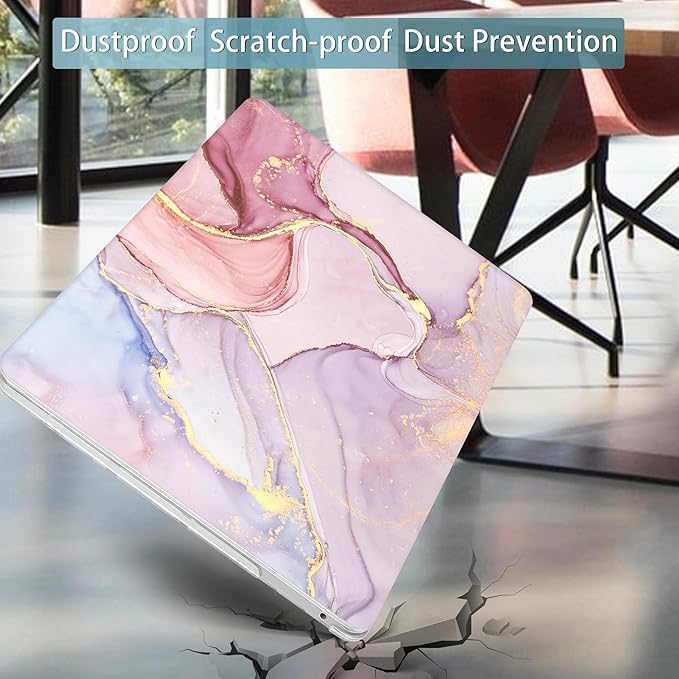 Mektron for MacBook Air 13 Case A1466/A1369 (2010-2017 Release), Snap-on Plastic Hard Shell Cover for MacBook Air 13.3 inch with Keyboard Cover,Pink Marble