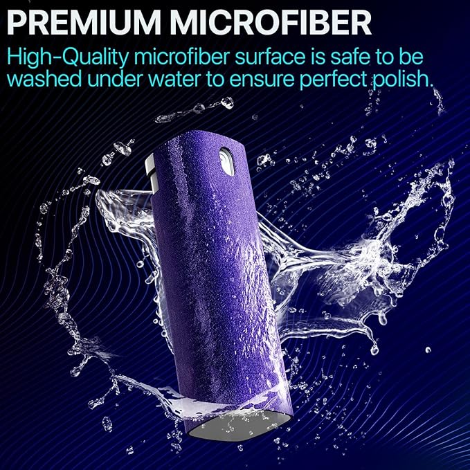 Mini Screen Cleaner Spray – Finger Proof Screen Cleaner for Smartphones, iPads, MacBooks, Laptops, Car Screens, Touchscreens – 3in1 Mist Cleaner, Microfiber Cloth and Protective Cover (Green)
