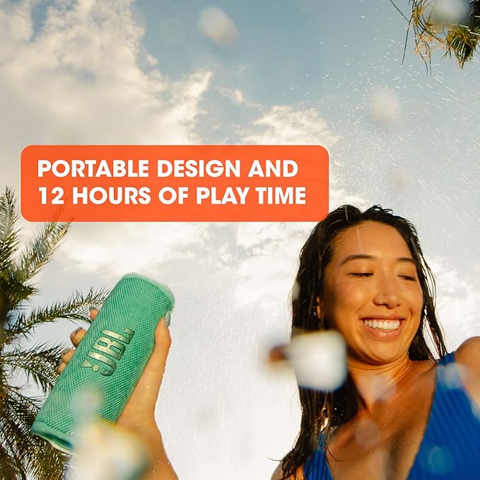 JBL Flip 6 - Portable Bluetooth Speaker, powerful sound and deep bass, IPX7 waterproof, 12 hours of playtime, JBL PartyBoost for multiple speaker pairing for home, outdoor and travel (White)