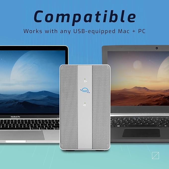 OWC 24TB Mercury Elite Pro Dual USB-C/Thunderbolt 3 External Raid Storage Enclosure with 3Port HUB for Mac and PC