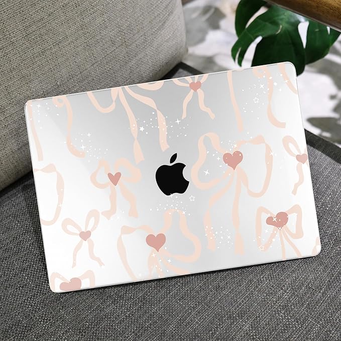 MEEgoodo Case for M4/M3/M2 MacBook Air 13.6 inch Case 2025 2024 2022, Fit Model A3240/A3113/A2681, Hard Shell with Keyboard Cover Compatible with MacBook Air 13 inch, Aesthetic Coquette Ribbon Bow