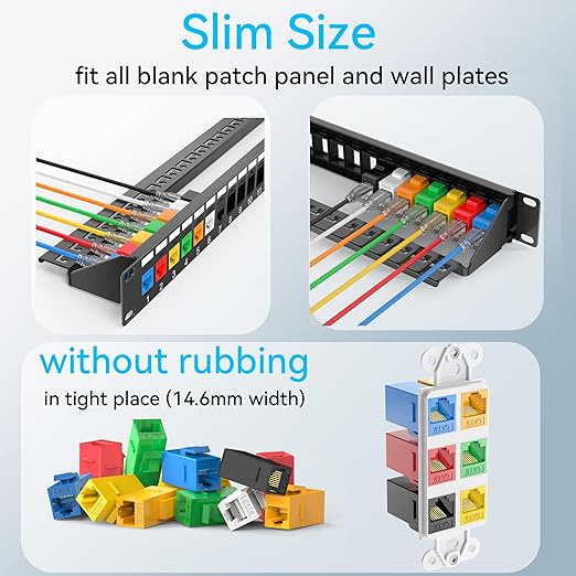 CAT6 RJ45 Keystone Coupler (24 Pack), Cat6 Keystone Jack Female to Female, Cat 6 Inline Keystone Jacks for Wall Plate & Patch Panel, RJ45 Ethernet Coupler Red