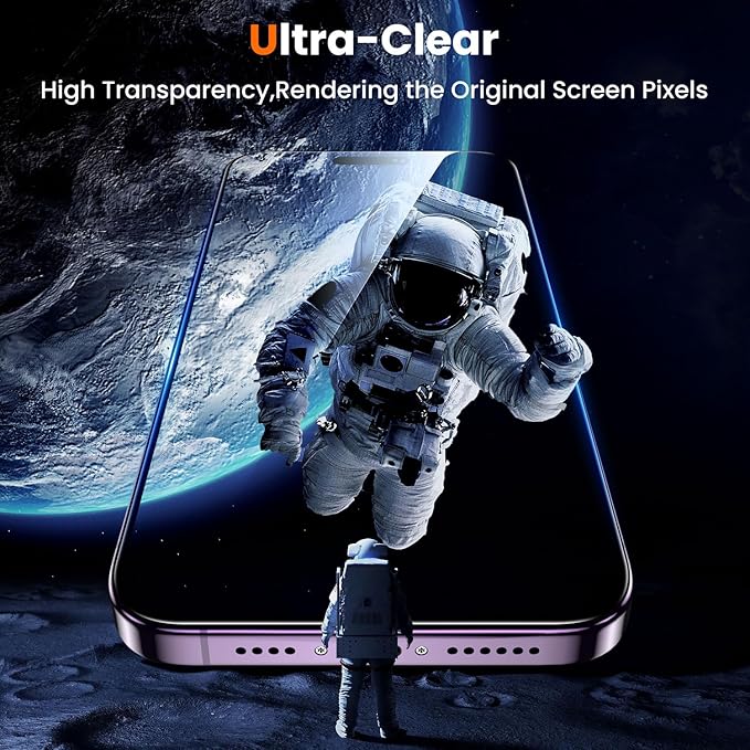 UniqueMe for iPhone 14 Pro Max Screen Protector - [Military Grade Shatterproof & 9H+ Hardness] Screen Protector 14 Pro Max Tempered Glass Full Coverage Protection, Easy Installation, 2 Packs