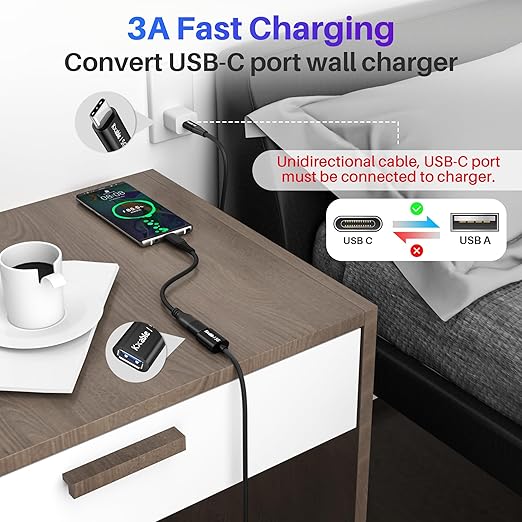 USB C to USB Female Cable 6FT, Type-C Male to USB A 3.1 Female OTG Cable, 5Gbps Data Transfer, Compatible with MacBook Pro/Air, iPhone 16 Pro Max/16 Plus/16/15 Series, Galaxy S24/S23/S22/S21 and More