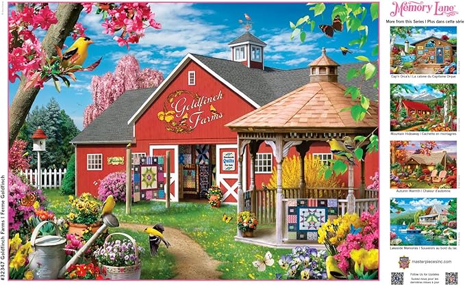MasterPieces - 300 Piece Jigsaw Puzzle, Large EZ Grip, Goldfinch Farms, Adult & Family Fun, Non-Glare, 18"x24", Puzzles 300 Pieces for Adults