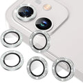 AGVEE 3+3 6 Pack for iphone 12 Pro/12/12 Mini/11 Pro Max/11 Pro/11 Camera Lens Cover Protector, Bling Diamond & Bling Glitter Metal Ring 9H Tempered HD Glass Camera Protector, Bling-Silver