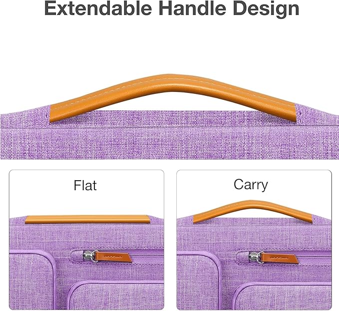 MOSISO 360 Protective Laptop Case 15 inch, 15 inch Laptop Sleeve Compatible with MacBook Air M4 M3 M2 2025 2024 2023, Dell XPS Plus, Side Open Carrying Case with 4 Zipper Pockets&Handle, Lilac