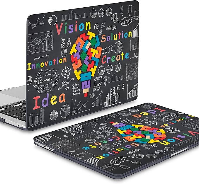 Mektron for MacBook Air 13 Case A1466/A1369 (2010-2017 Release), Snap-on Plastic Hard Shell Cover for MacBook Air 13.3 inch with Keyboard Cover,Geometric Blackboard