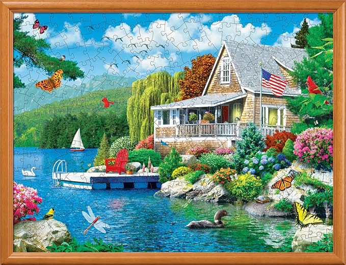 Masterpieces 300 Piece EZ Grip Jigsaw Puzzle - Lakeside Memories - 18"x24"