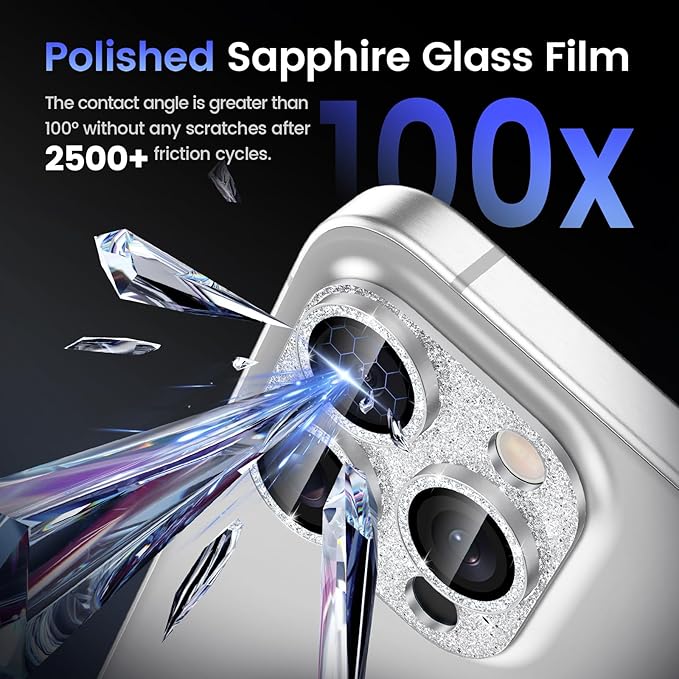 Tensea for iPhone 16 Pro/iPhone 16 Pro Max/iPhone 15 Pro/iPhone 15 Pro Max Camera Lens Protector, Metal Aluminum Alloy Tempered Glass Cover Camera Screen Protector Accessories, Case Friendly