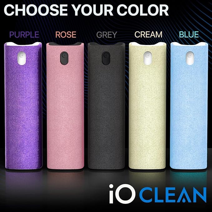 Mini Screen Cleaner Spray – Finger Proof Screen Cleaner for Smartphones, iPads, MacBooks, Laptops, Car Screens, Touchscreens – 3 in1 Mist Cleaner, Microfiber Cloth and Protective Cover (Blue)