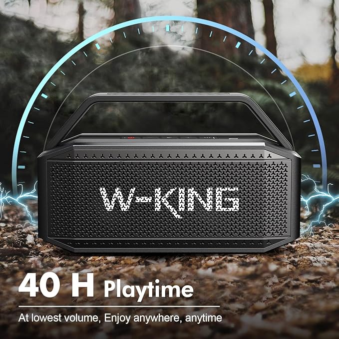 W-KING Portable Loud Bluetooth Speaker, 100W Max Waterproof Outdoor Speakers Bluetooth Wireless, IPX6 Party Big Large Speaker Boombox, 60W Exlarge Deep Bass Passive Radiator/40H/Power Bank/TF/AUX/EQ