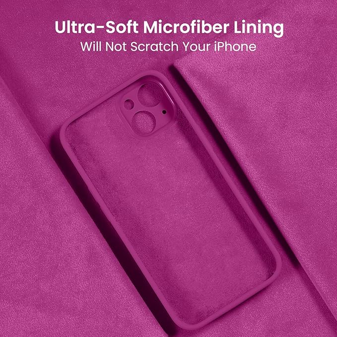 FireNova Designed for iPhone 15 Case, Silicone Upgraded [Camera Protection] Phone Case with [2 Screen Protectors], Soft Anti-Scratch Microfiber Lining Inside, 6.1 inch, Shocking Pink