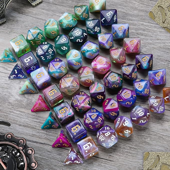 DND Dice Set, Surhugvy 7 X 7 (49 Pieces) Polyhedral Dice Set for Dungeons and Dragons DND RPG MTG Table Games Gift with 7 Pack Black Bags