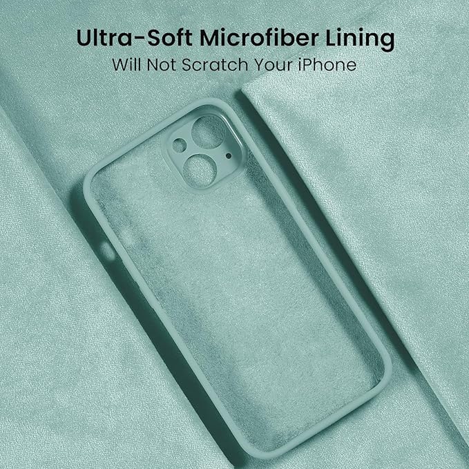 FireNova Designed for iPhone 14 Case, Silicone Upgraded [Camera Protection] Phone Case with [2 Screen Protectors], Soft Anti-Scratch Microfiber Lining Inside, 6.1 inch, Mint Green