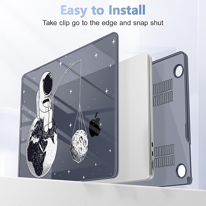 Case for MacBook Air 15 Inch 2025 2024 2023 Release M4 A3241 M3 A3114 M2 A2941, Hard Shell with Screen Protector & Keyboard Cover, Compatible with Touch ID - Astronaut Enjoy