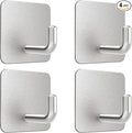 VIS'V Adhesive Hooks, Metal Shower Wall Stick on Hooks, Waterproof, 2 Extra Adhesive Strips, Silver, 4 Pcs