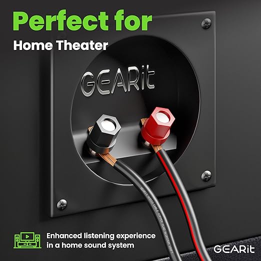 GEARit Speaker Wire 14 Gauge, Speaker Cable 100ft for Car Audio, Home Theater, CCA(Black)