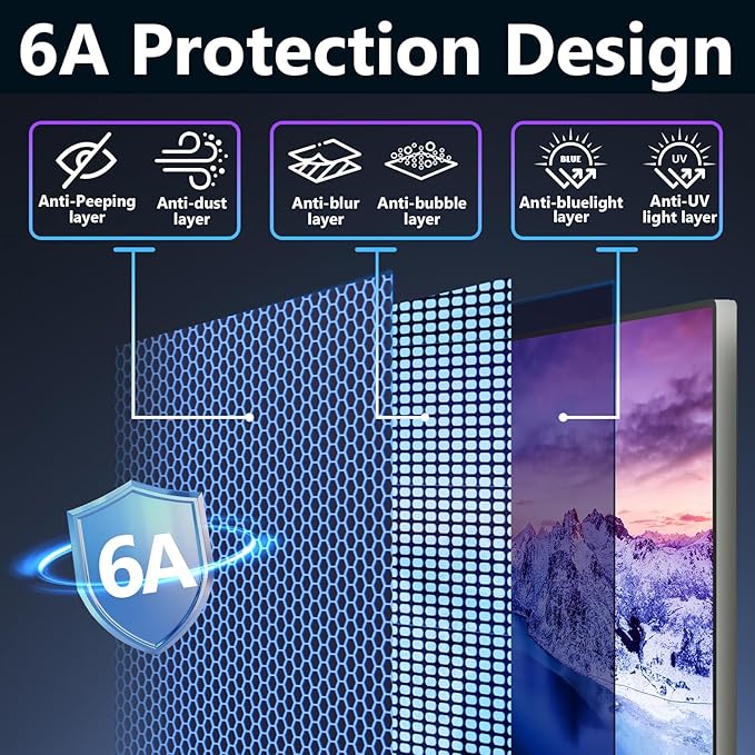 Magnetic Computer Privacy Screen Filter 24 Inch for Frameless Monitor Thin Bezel 16:9 Widescreen, Hanging Removable Anti Blue Light Privacy Shield Protector Eye Protection