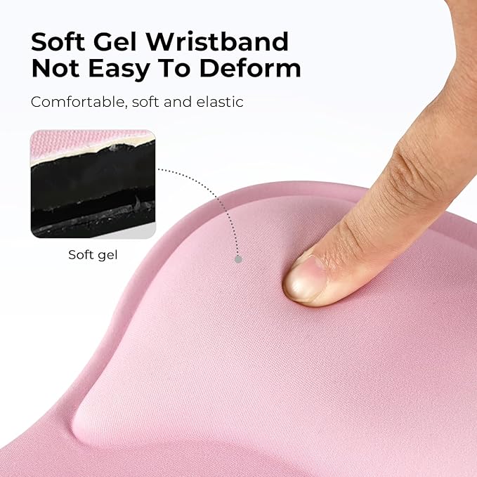 EooCoo Ergonomic Mouse Pad with Gel Wrist Rest Support Middle Concave Design, Relieve Wrist Pain Mousepad, Non-Slip Base for Laptop, Computer, Office Desk Accessories for Women, Carpal Tunnel Syndrome