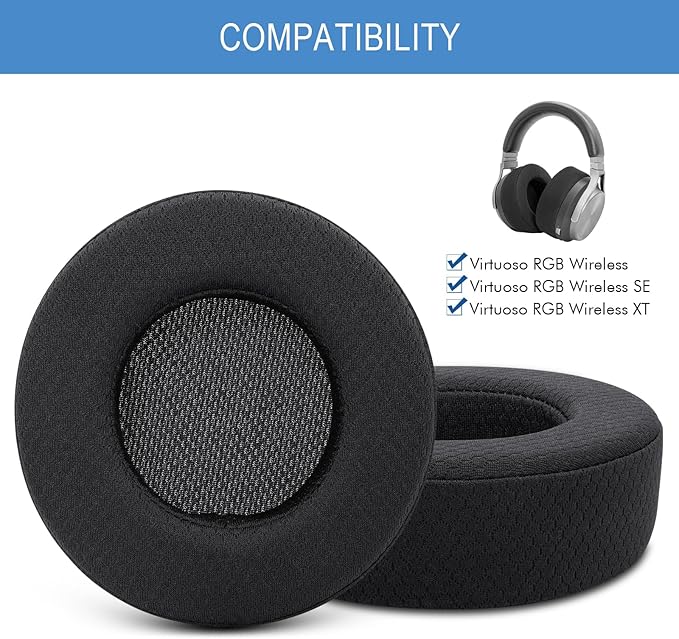 GEVO Ear Pads Cushion Replacement for Corsair Virtuoso RGB Wireless SE XT Gaming Headset,Corsair Virtuoso Earpads with Mesh Fabric,High-Density Softer Memory Foam,Black