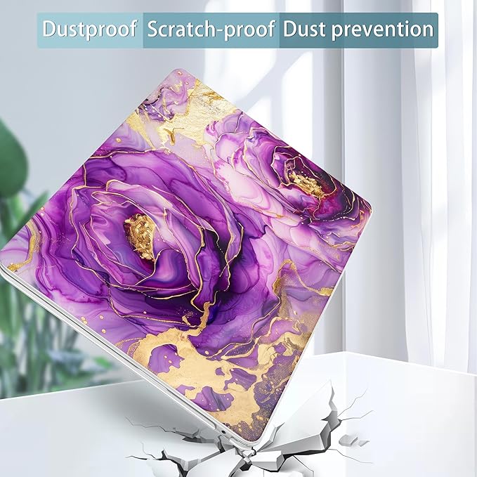 May Chen for MacBook Air 13.6 Inch Case 2025/2024/2023/2022 Release (Model A2681 A3113 A3240, M2 M3 M4 Chip) – Hard Shell Laptop Cover with Keyboard Cover & Screen Protector，Purple Roses