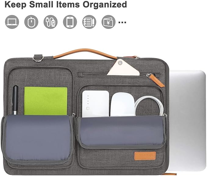 MOSISO 360 Protective Laptop Shoulder Bag,13-13.3 inch Computer Bag Compatible with MacBook, HP, Dell, Lenovo, Asus Notebook,Side Open Messenger Bag with 4 Zipper Pockets&Handle, Taupe Gray