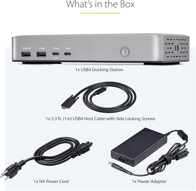 StarTech.com USB-C Docking Station (10-in-1, USB4), Up to 100W Charging for Laptop, 40Gbps Data Transfer, 2.5Gb Ethernet, Single 8K, Dual 4K Display, 6X USB (Not MacOS Compatible)