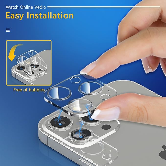 UniqueMe [3 Pack] Camera Lens Protector Compatible with iPhone 13 Pro 6.1" / 13 Pro Max 6.7" Tempered Glass,[Case Friendly][New version][Scratch-Resistant][Easy Installation] - Sliver Circle