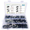 Bigtrans 300 Pcs Nylon Plastic R-Type Wire Clips with Screws 1/4" 5/16" 3/8" 1/2" 3/4" Clamps Fasteners Assortment for Cable Conduit -5 Size -Black